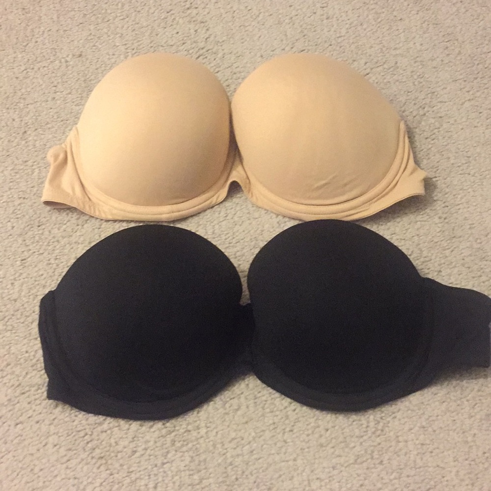 2 Victoria Secret strapless multi-Way push-up bras